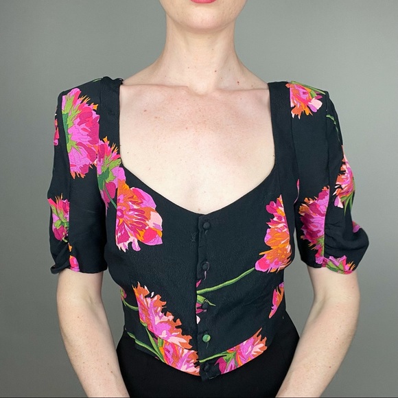 Zara (trf collection) 80s Inspired Floral Blouse - Picture 2 of 8